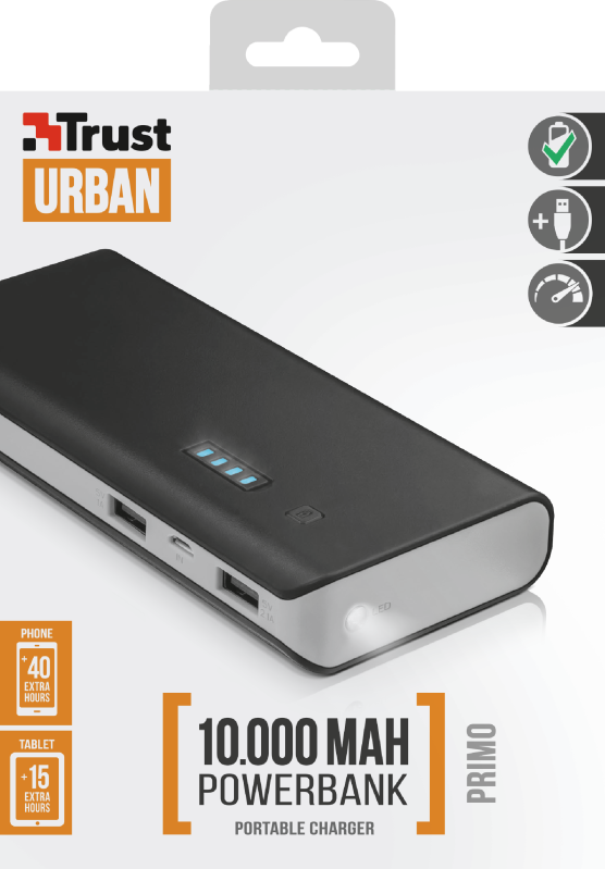 Bekijk afbeelding 2 van Trust Urban Primo powerbank, 10000 mAh